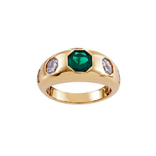 Load image into Gallery viewer, Georgina Gold Plate, Green and White CZ Ring - Mandi and Co