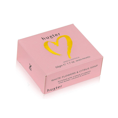 Huxter Mini Boxed Guest Soap - Pastel Pink - White Flowers and Citrus - Foil Heart - Mandi at Home