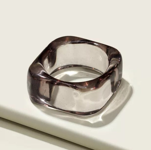 Geometric Acrylic Resin Ring - Black - A Fox Called Wilson - Mandi at Home