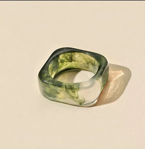 Geometric Acrylic Resin Ring - Dark Green - A Fox Called Wilson - Mandi at Home