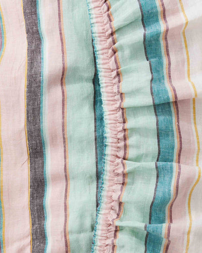 Hat Trick Woven Tripe Linen Fitted Sheet - Mandi at Home