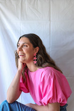 Load image into Gallery viewer, Frans Trio Earrings - Bright Pink with Red - Mandi at Home