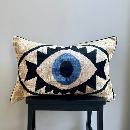 Velvet Ikat Cushion Cover Evil Eye - Mila & Miro by Emelie - Mandi at Home