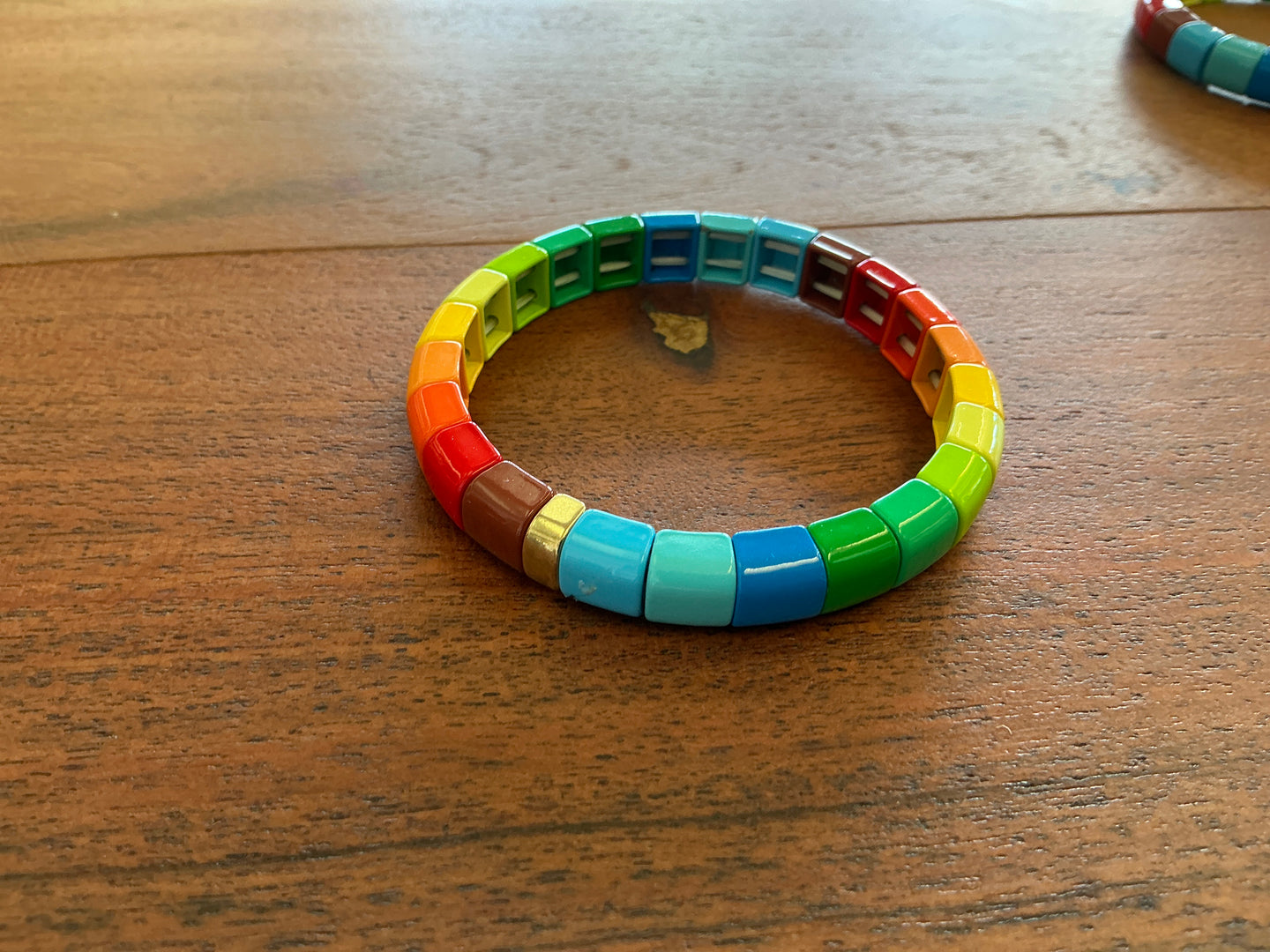 Enamel elastic Bracelet - rouned bead style link Blue, red,brown,lime,green,yellow - Mandi at Home