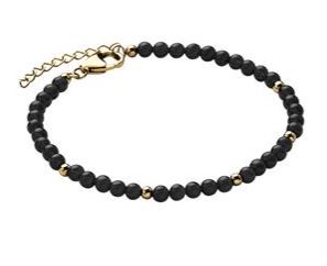 NAJO - Round Black Onyx and Yellow Gold Beaded Bracelet