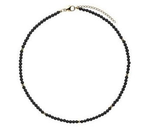 NAJO - Round Black Onyx and Yellow Gold Beaded Necklace