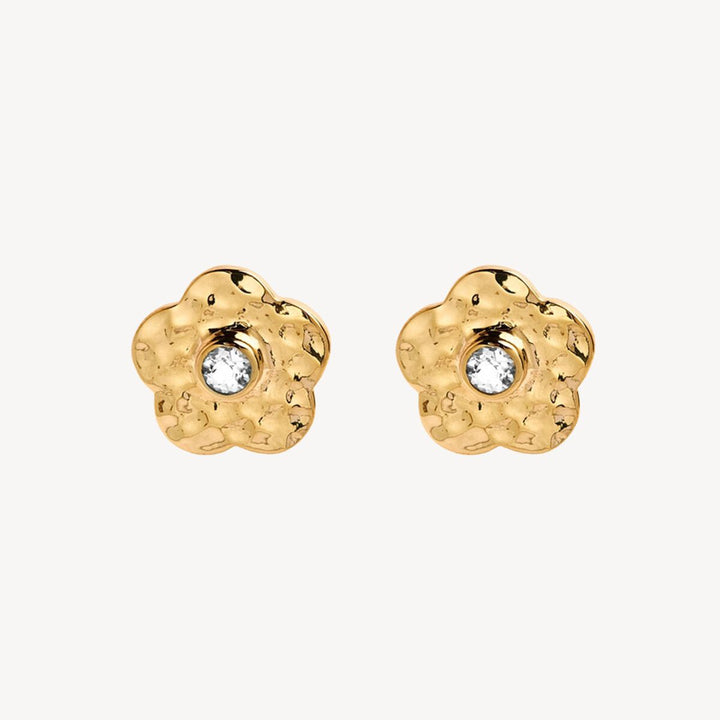 Forget-Me-Not 14K Yellow Gold Plate Silver Stud Earrings - Najo