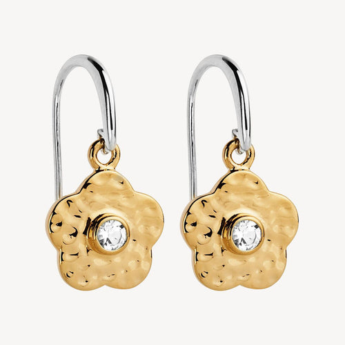 Forget-Me-Not Sterling Silver Two Tone 14K Yellow Gold Plate Drop Earrings - Najo - Mandi at Home