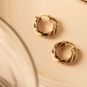Glamour Hoop 14K Yellow Gold Plate Earring - Najo - Mandi at Home