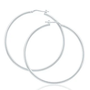 40mm Sterling Silver Gypsy Hoop Earrings - Mandi at Home
