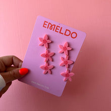 Load image into Gallery viewer, Frans Trio Earrings - Bright Pink with Red Earrings - Emeldo - Mandi at Home