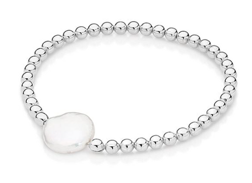 Grace White Freshwater Pearl and Sterling Silver Ball Bracelet - Ikecho Australia - Mandi at Home