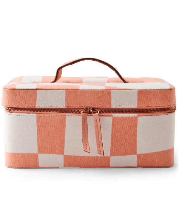Checkerboard Pink and White Toiletry Case - Kip & Co - Mandi at Home