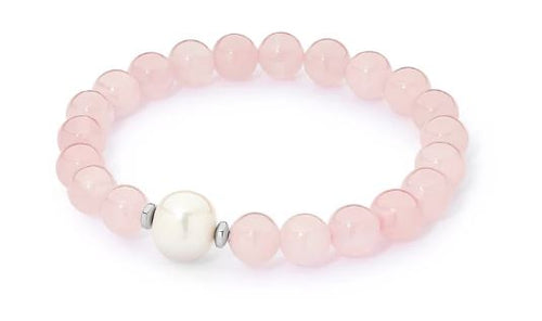 Leola Bracelet - Rose Quartz and Pearl - Ikecho - Mandi and Co
