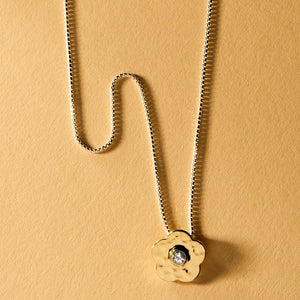 NAJO - Forget-Me-Not Two Tone Sterling Silver and 14K Yellow Gold Plate Pendant Necklace - Mandi at Home