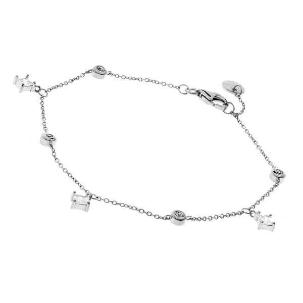 Rhodium Plated Sterling Silver Bracelet with CZ - Mandi and Co