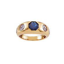 Load image into Gallery viewer, Georgina Gold Plate Dark Blue and White CZ Dress Ring - Mandi &amp; Co