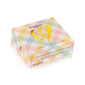 Mini Boxed Guest Soap - Pastel Checks - White Flowers and Citrux - Foil Heart - Huxter - Mandi at Home