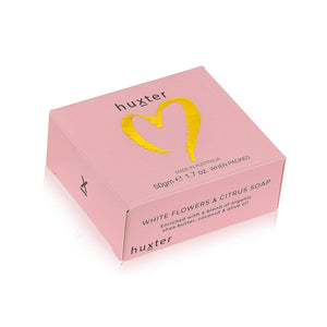 Huxter Mini Boxed Guest Soap - Pastel Pink - White Flowers and Citrus - Foil Heart - Mandi at Home