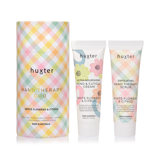 Hand Therapy Duo - White Flowers and Citrus Pastel Checks - Mandi at Home