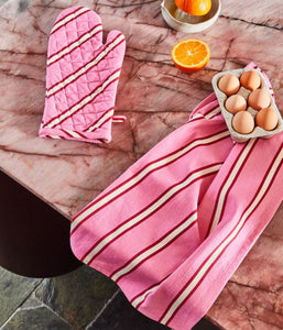 Raspberry Stripe Tea Towel