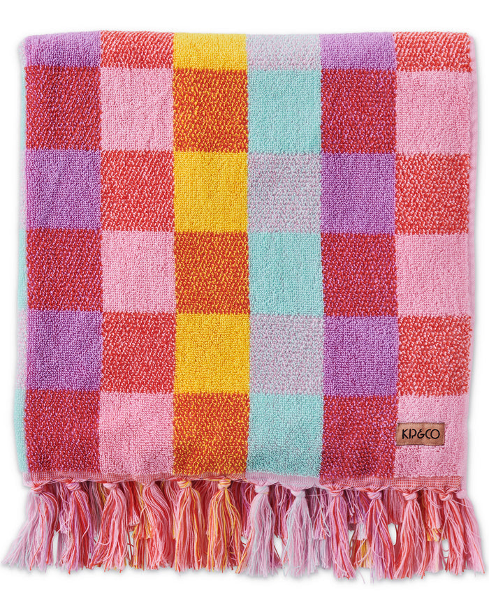 Sherbet Tartan Terry Beach/Bath Sheet Towel - Kip & Co - Mandi at Home