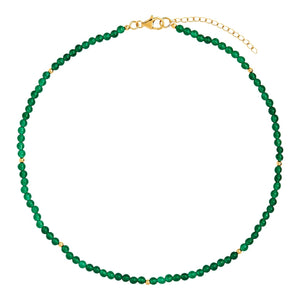 NAJO - Round Green Onyx and Yellow Gold Beaded Necklace - Mandi at Home