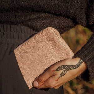 Smoke and Mirrors Dusty Pink Leather Pouch - Mandi at Home