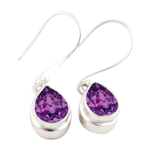 Sterling Silver and Amethyst Pear Earrings - Mandi at Home