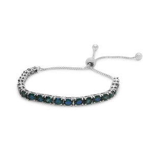 Sterling Silver Facet Sapphire Lariat Bracelet - Mandi at Home