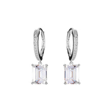 Load image into Gallery viewer, Rhodium Hoop Earrings with Baguette CZ - Sybella - Mandi and Co