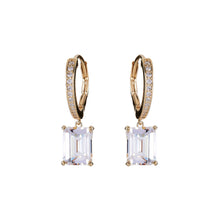 Load image into Gallery viewer, Gold Plate Hoop Earrings with Baguette CZ - Sybella - Mandi and Cop