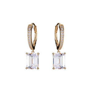 Gold Plate Hoop Earrings with Baguette CZ - Sybella - Mandi and Cop