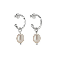 Load image into Gallery viewer, Sterling Silver Petites Pearl Hoop Earrings - Mandi at Home