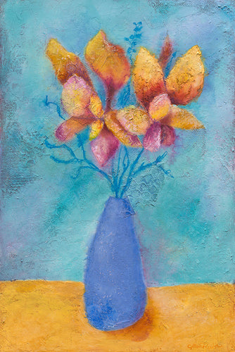 Donkeys In Blue Vase - Original Painting - Gillian Roulston - Mandi at Home