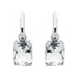 Rhodium Rectangle Clear CZ Earrings - Sybella - Mandi and Co