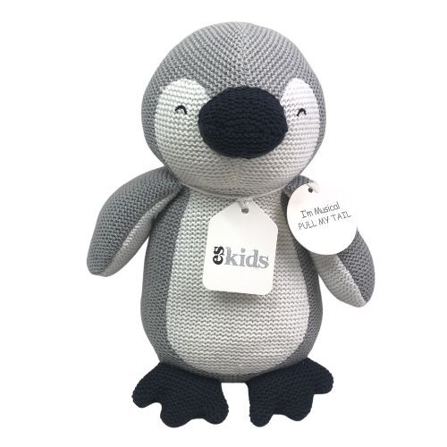 Knitted Musical Penguin - Grey 22 cm - ES Kids - Mandi at Home