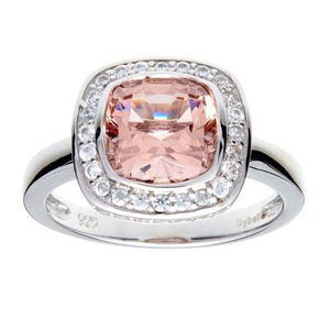 Phoebe Pink & White Cubic Zirconia Silver Ring - Mandi and Co