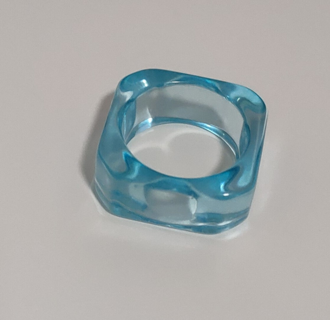 Geometric Acrylic Resin Ring - Blue - A Fox Called Wilson - Mandi at Home