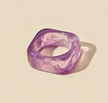 Load image into Gallery viewer, Geometric Acrylic Resin Ring - Purple - A Fox Called Wilson - Mandi at Home