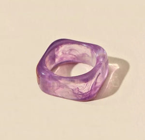 Geometric Acrylic Resin Ring - Purple - A Fox Called Wilson - Mandi at Home