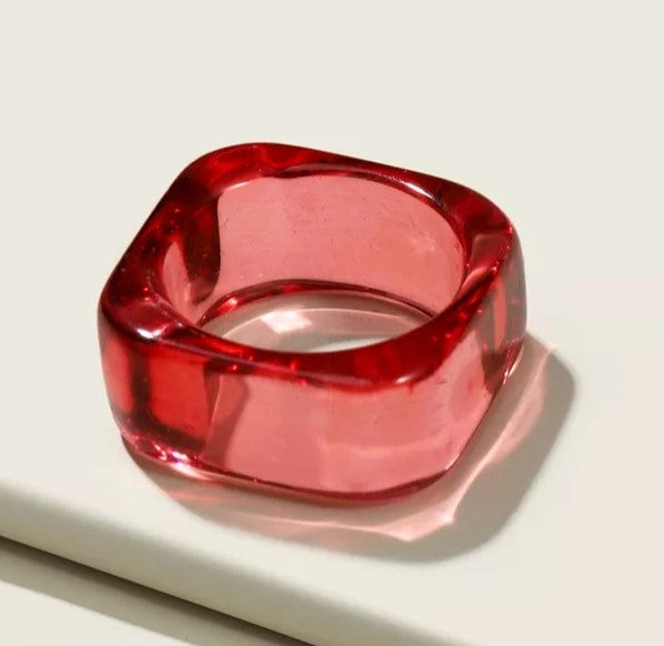 Geometric Acrylic Resin Ring - Dark Red - A Fox Called Wilson - Mandi at Home