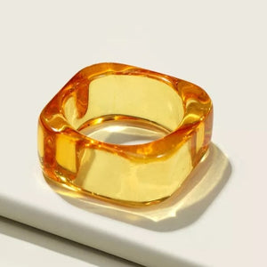 Geometric Acrylic Resin Ring - Yellow - A Fox Called Wilson - Mandi at Home