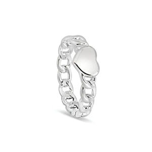 Sterling Silver Chain Link Heart Ring - Mandi at Home