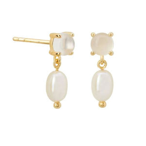 18ct gold plated Small Pearl Drop Earrings - Mandi at Home
