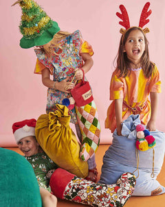Christmas Harlequin Velvet Stocking - One Size - Mandi at Home