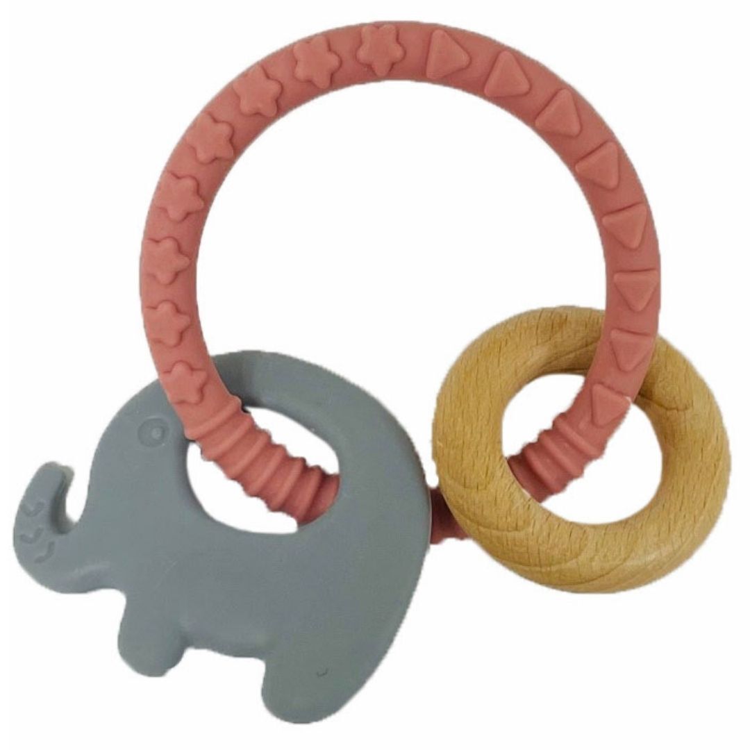 Teether Silicone Ring Elephant - Pink - ES Kids - Mandi at Home