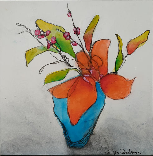 Those Orange Lily Things In A Blue Vase #1 - Gillian Roulston - Mandi at Home
