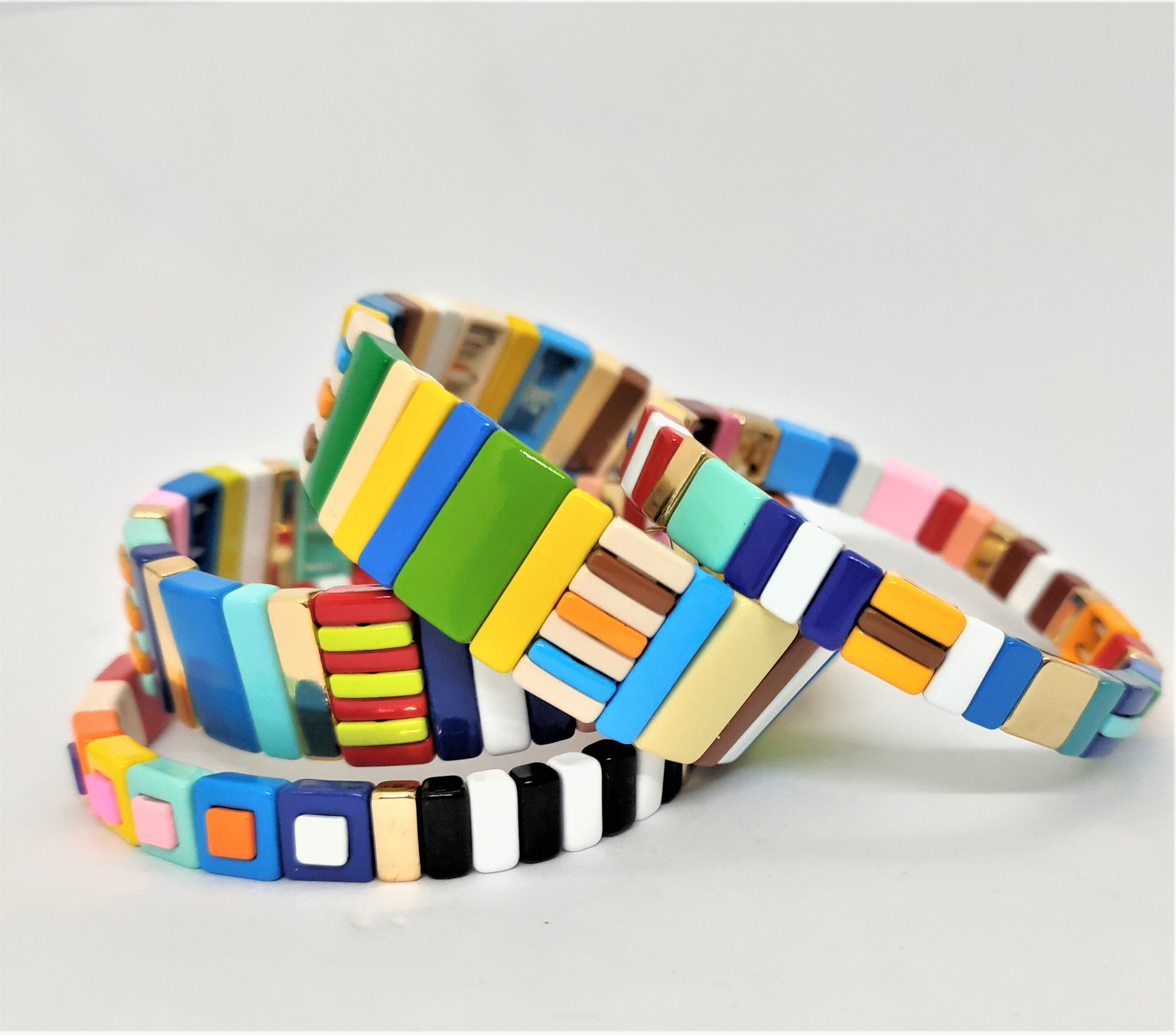 Rainbow Tile Bead Stretch Bracelet