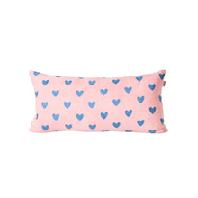 Load image into Gallery viewer, Pink Velvet Cushion with Blue Hearts by RICE - Mandi at Home